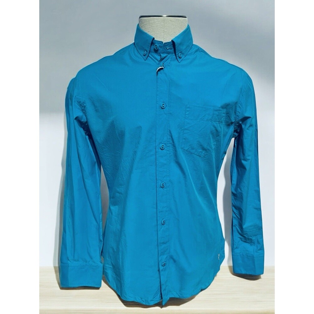 Tomas Maier Airy Poplin Cotton Men’s Button Down Shirt Caribbean Blue Sz 4 Italy